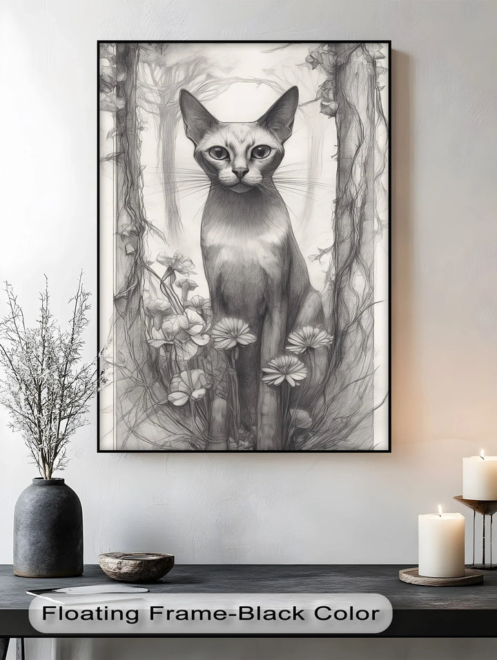Mystic Forest Watcher – Elegant Cat in Enchanted Woodland Cat Canvas Print - MyPhotoStation