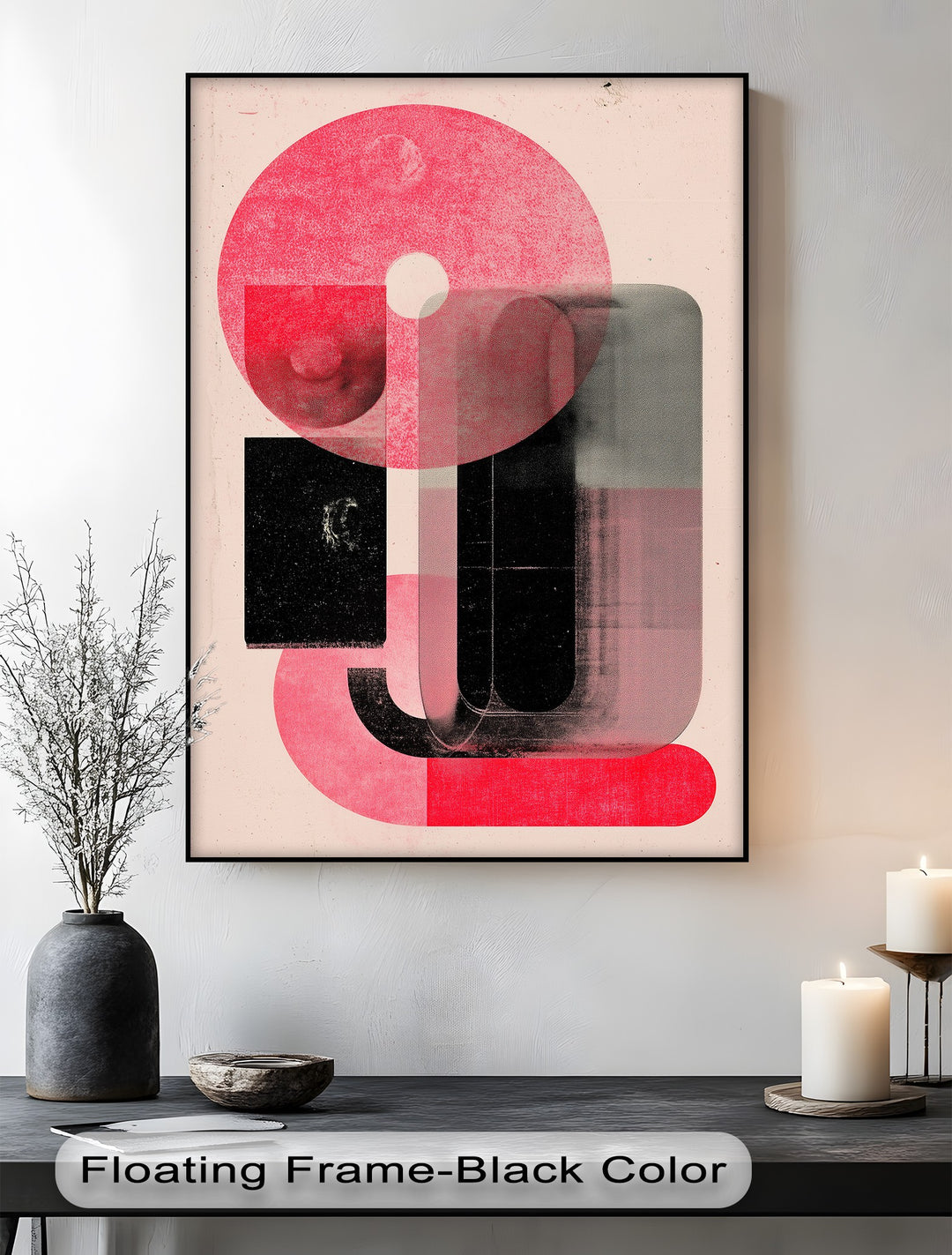 Red Echo – Abstract Geometric Canvas Print