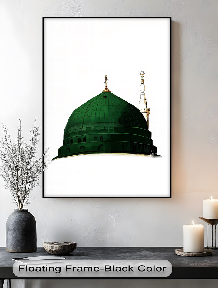 Minimalist Green Dome of Medina – Islamic Wall Art