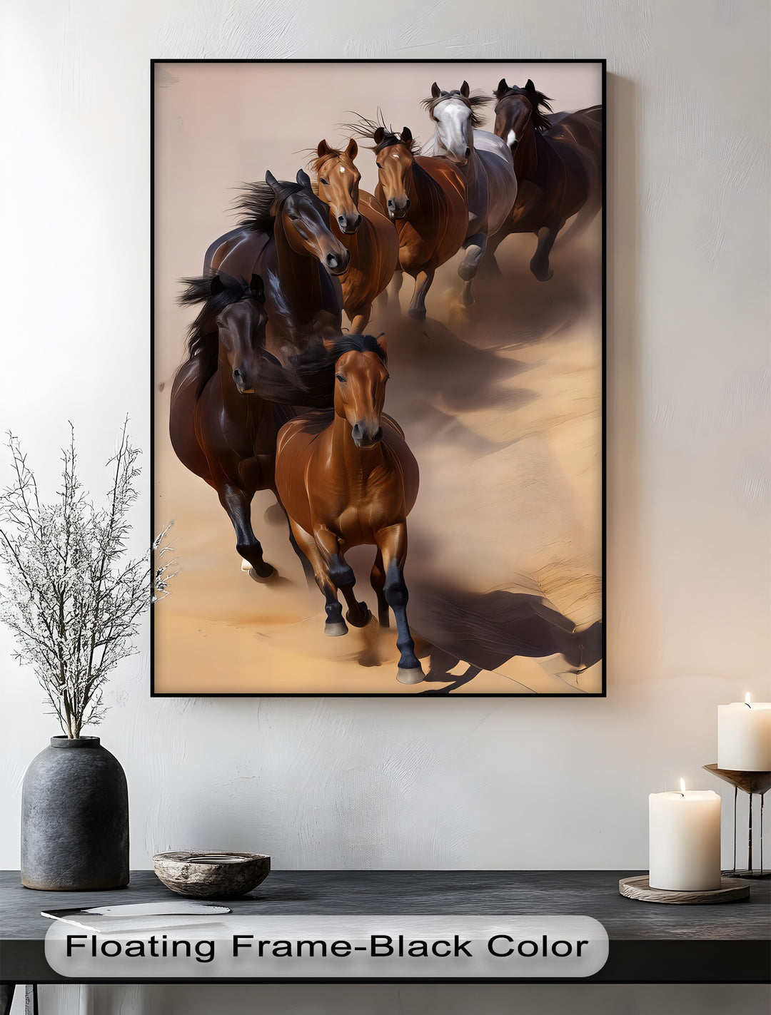 Galloping Herd of Horses on Desert Sands - Horse Canvas Print