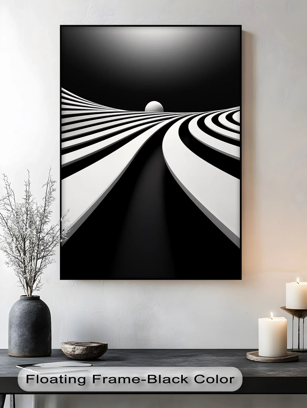 Minimalist Horizon Flow – Black & White Canvas Print - MyPhotoStation