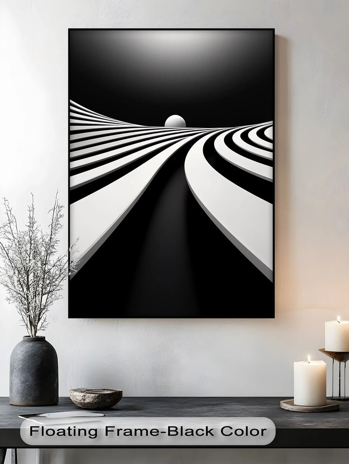 Minimalist Horizon Flow – Black & White Canvas Print - MyPhotoStation
