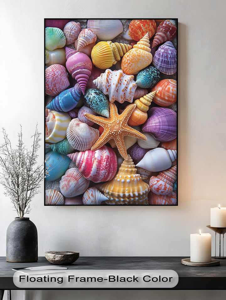 Vibrant Coastal Shells – Colorful Canvas Print