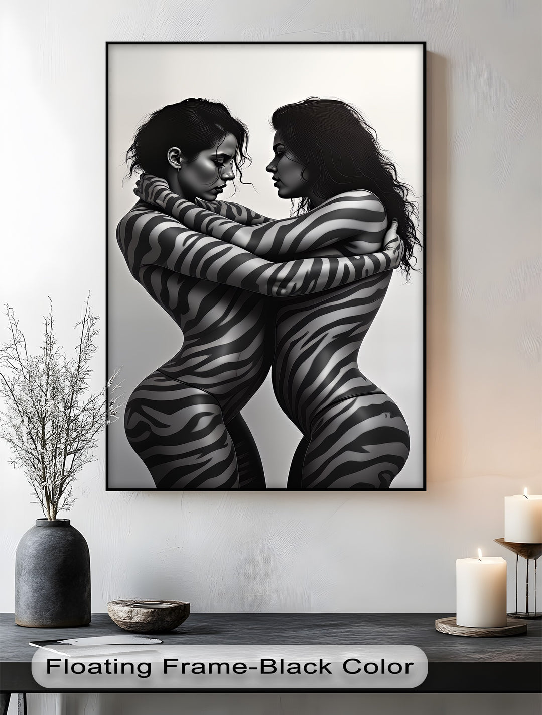 Sensual Embrace – Erotic Zebra Pattern Canvas Print