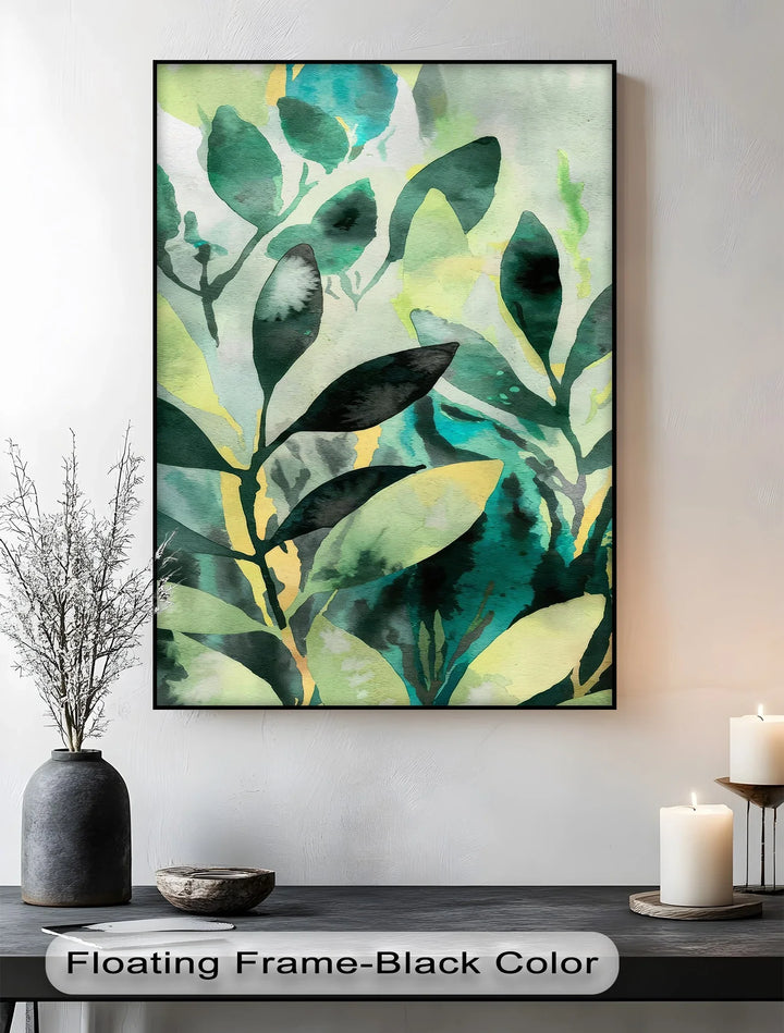Verdant Harmony – Watercolor Leaf Pattern Canvas Print - MyPhotoStation