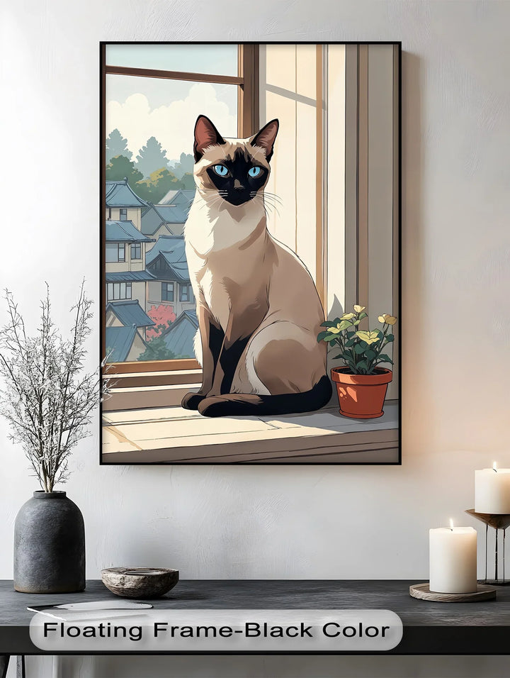 Siamese Cat in Japanese-Inspired Setting - Cat Canvas Print - MyPhotoStation