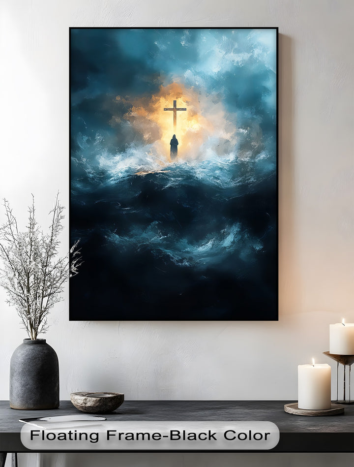 Faith in the Storm – Christian Cross Religious Wall Art