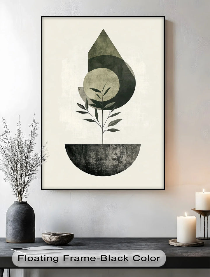 Minimalist Growth – Geometric Plant-Inspired Canvas Print - MyPhotoStation