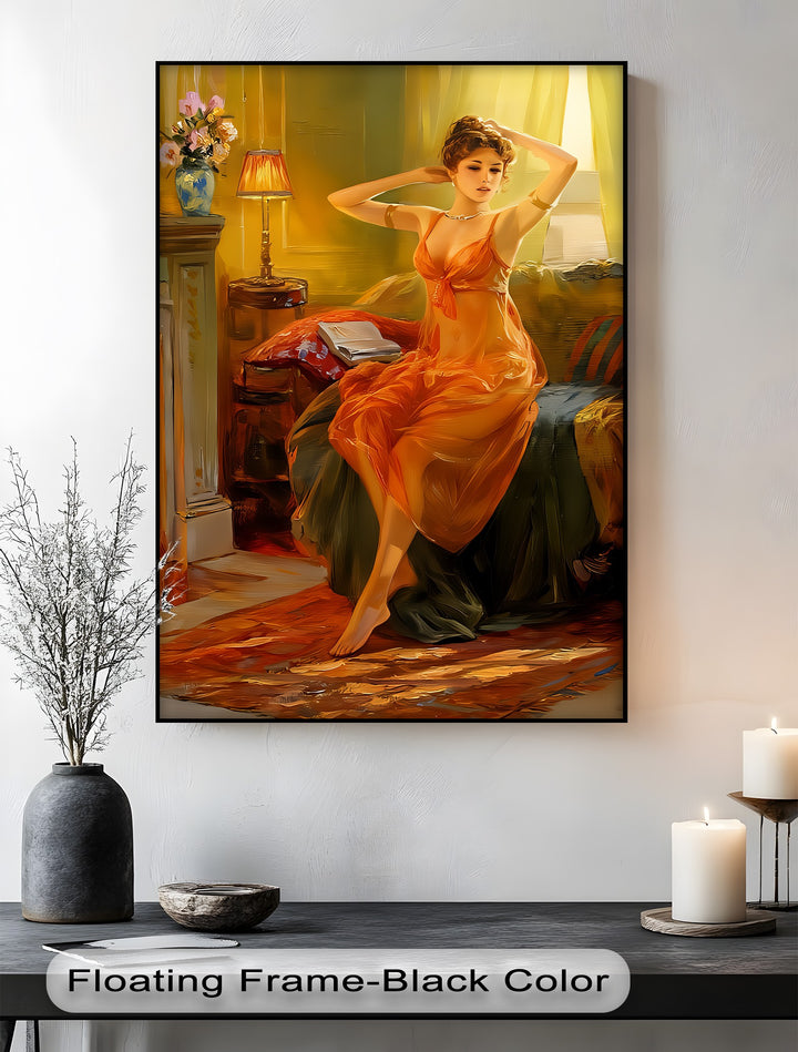 Golden Muse – Sensual Woman Canvas Wall Art | Bedroom Decor