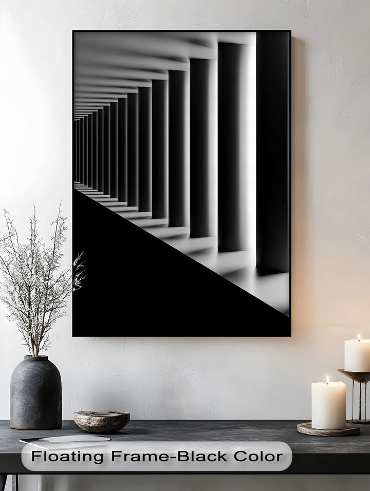 Columns and shadows stretch into infinity in this eye-catching photo canvas.


