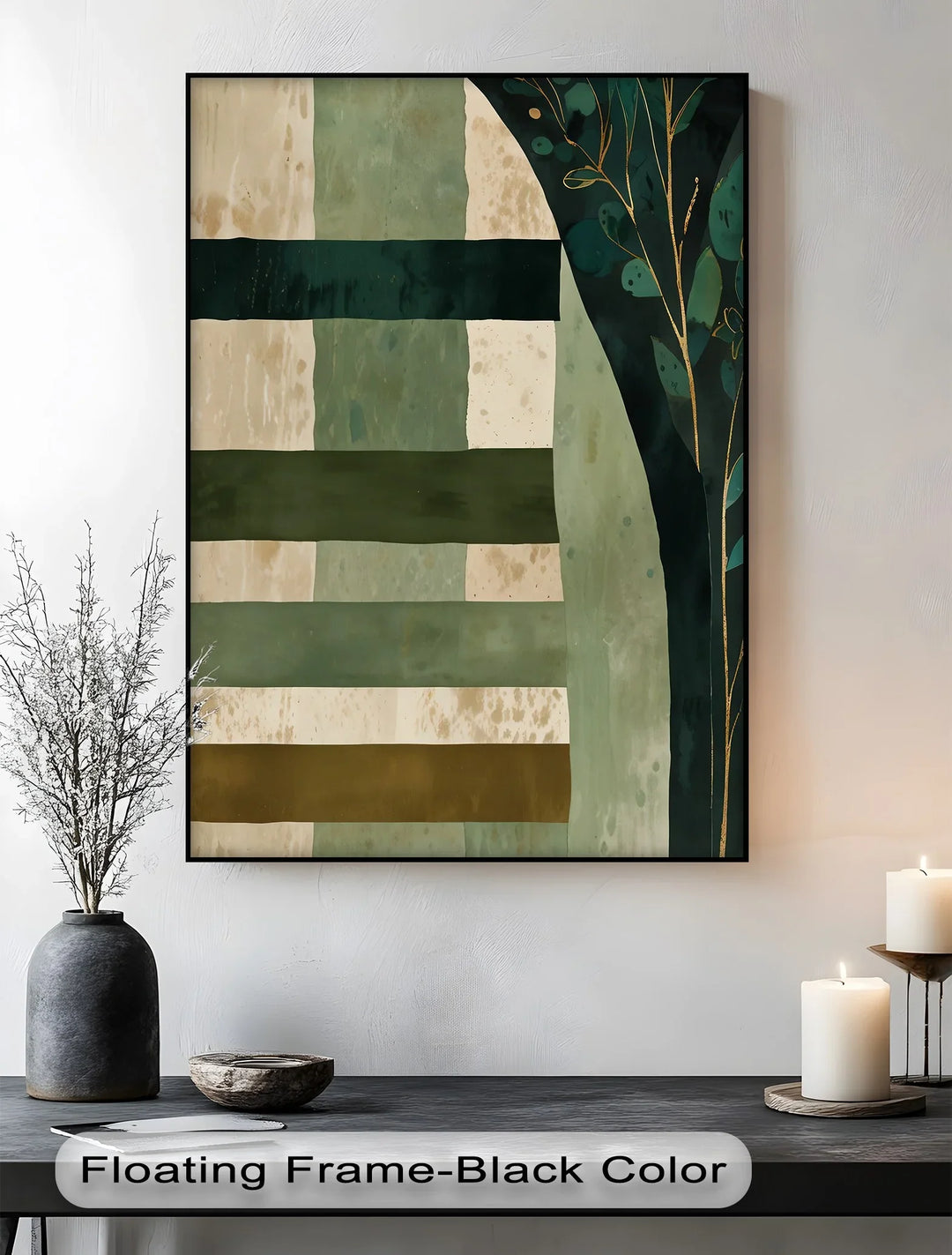 Verdant Tapestry – Botanical Stripe Abstract Canvas Print - MyPhotoStation