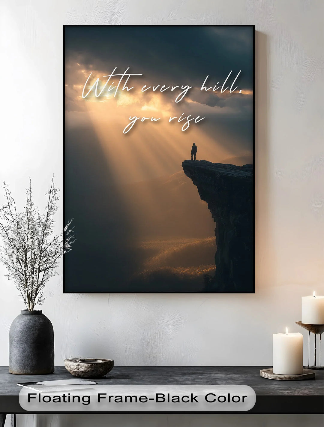 With Every Hill, You Rise – Inspirational Sunset Canvas Print