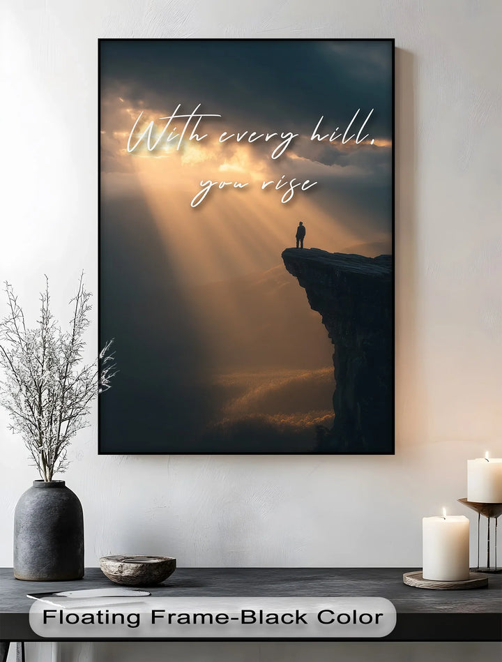 With Every Hill, You Rise – Inspirational Sunset Canvas Print