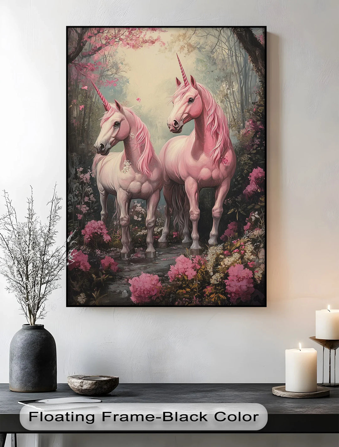 Pink Unicorns in Enchanted Forest - Animal Canvas Print - MyPhotoStation