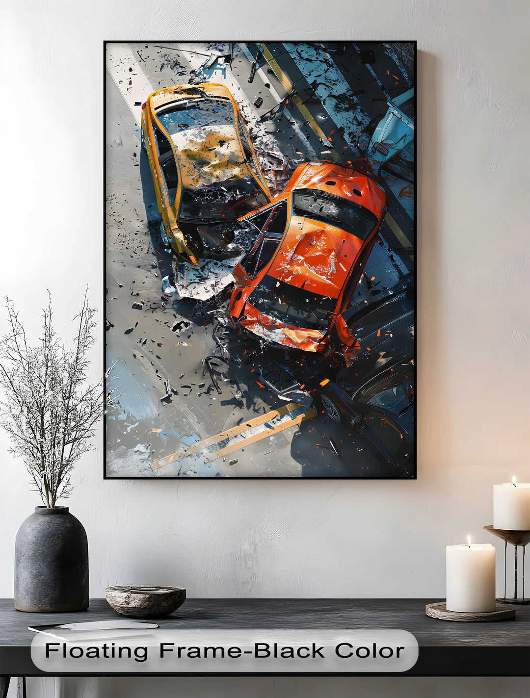 High-Speed Impact – Dynamic Car Crash Scene Canvas Print - MyPhotoStation