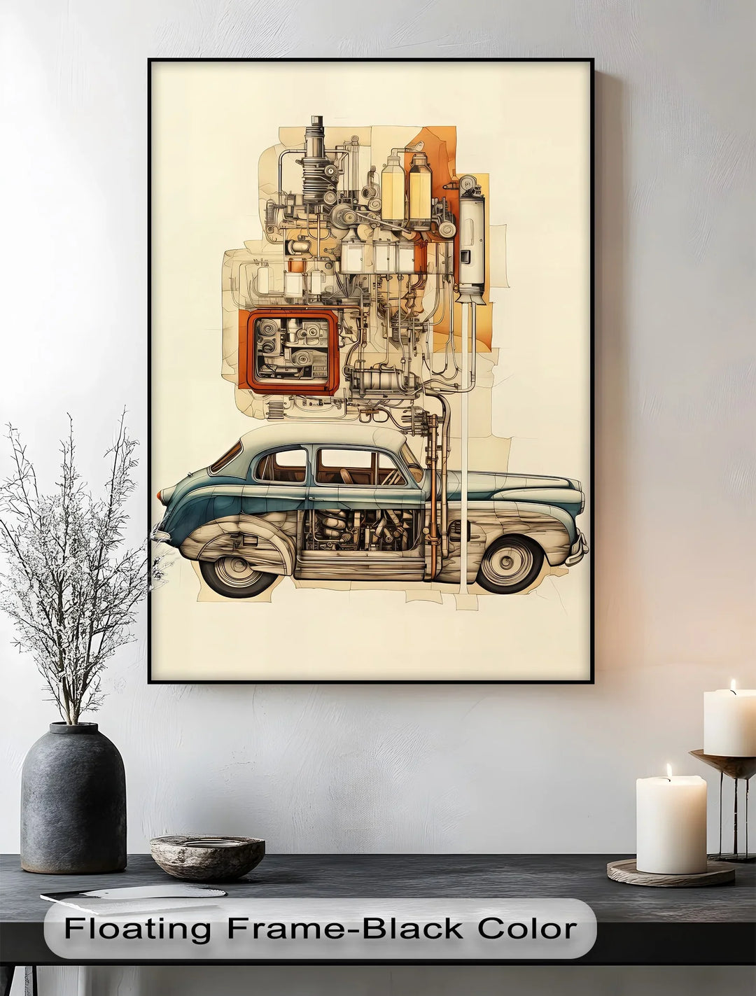 Vintage Blueprint Breakdown of Classic Sedan – Car Canvas Print - MyPhotoStation