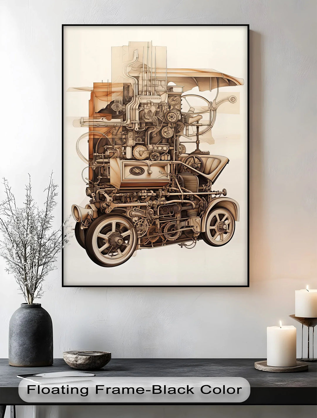 Industrial Blueprint Engine Study – Car Canvas Print - MyPhotoStation