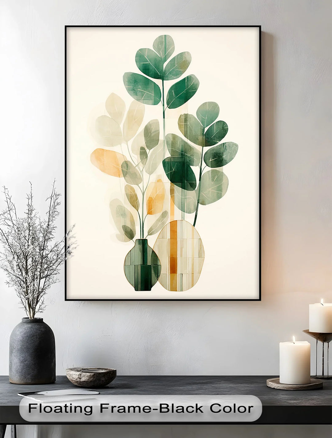 Modern Botanical Silhouettes in Glass Vases – Minimal Nature Canvas Print - MyPhotoStation