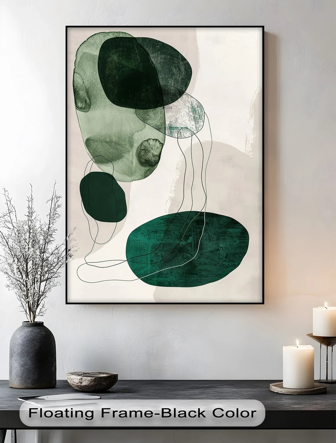 Floating Emerald Forms – Contemporary Abstract Canvas Print - MyPhotoStation