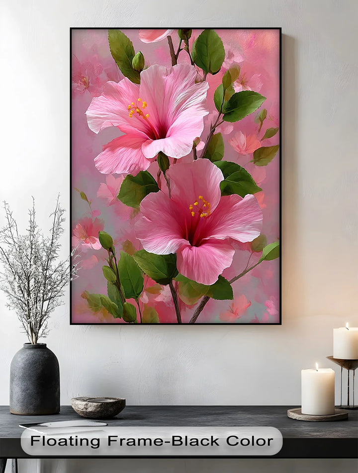 Pink Hibiscus Elegance – Romantic Tropical Floral Canvas Print - MyPhotoStation