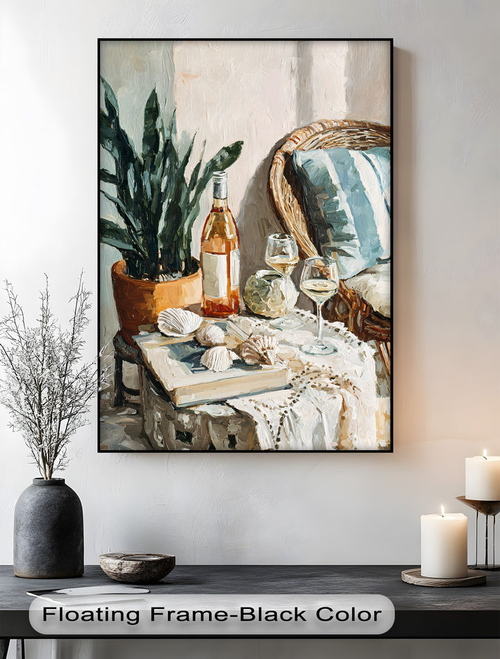 wine and shells canvas art
