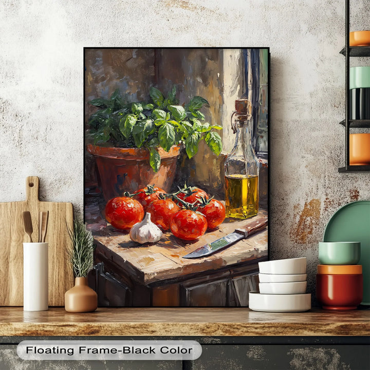 Tuscan Kitchen Still Life – Tomato & Basil Canvas Print - MyPhotoStation