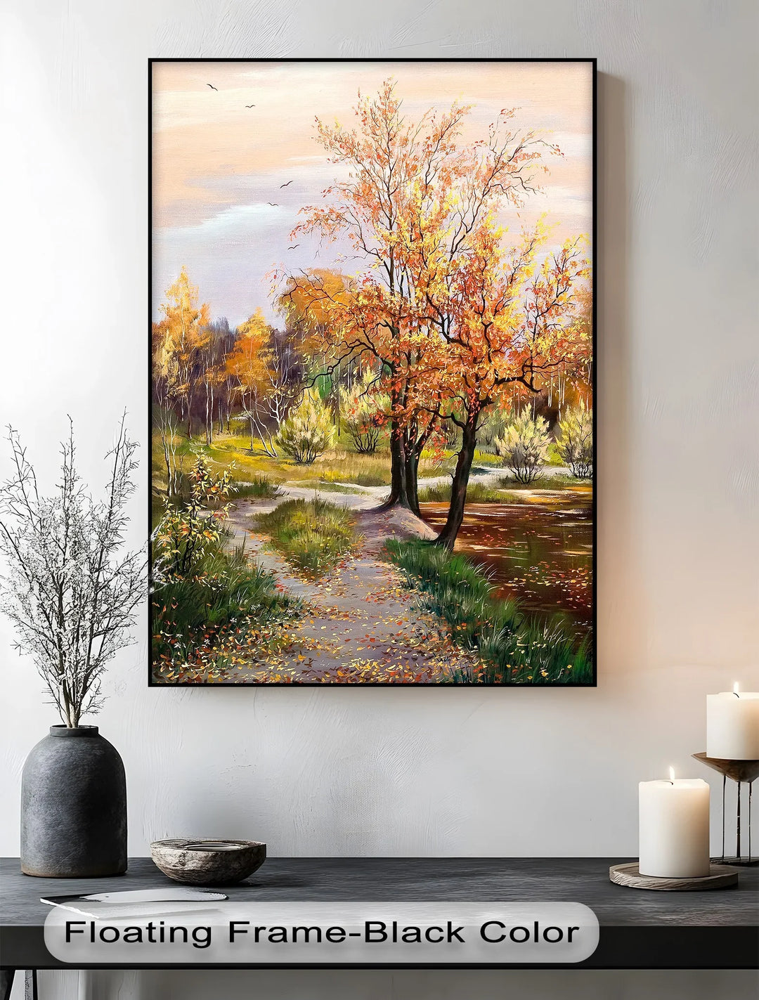 Golden Path in Autumn – Fall Forest Trail Landscape Canvas Print