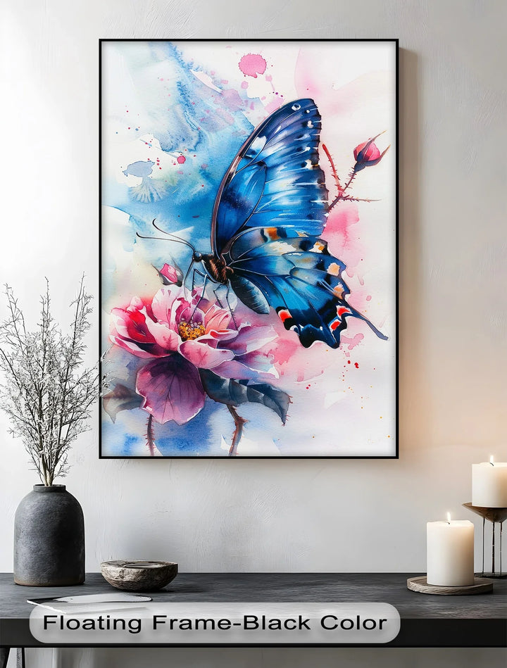Blue Grace – Butterfly on Bloom Animal Canvas Print - MyPhotoStation