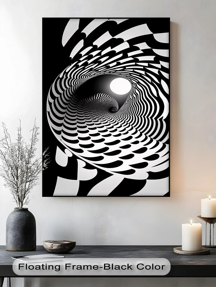 Hypnotic Spiral Tunnel – Black & White Canvas Print - MyPhotoStation