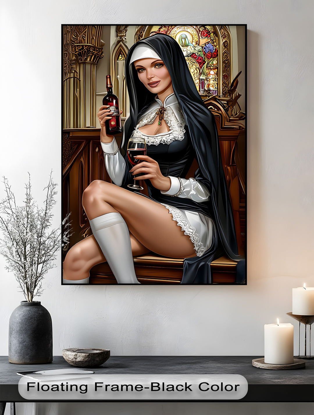 Sacred Temptation – Sensual Nun Erotic Canvas Print