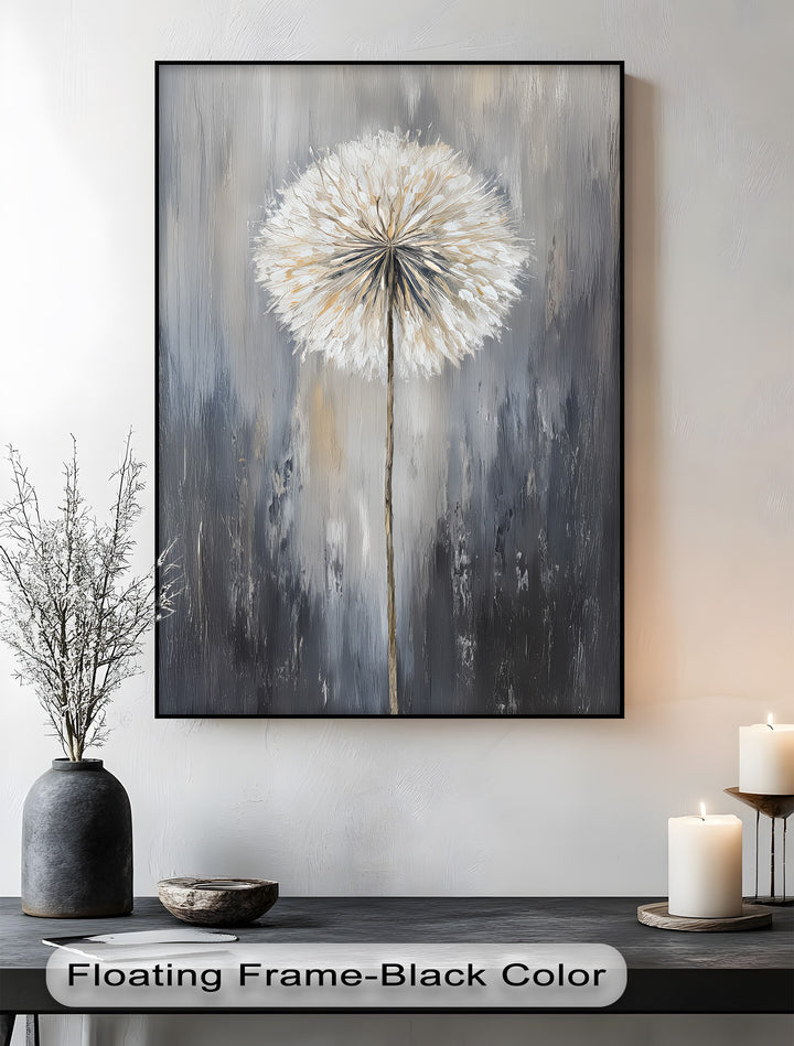 Whispers of Grace – Dandelion-Inspired Neutral Tones Canvas Print