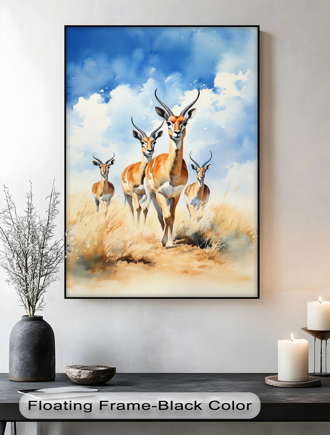 Desert Grace – Antelope Herd in Motion Animal Canvas Print - MyPhotoStation