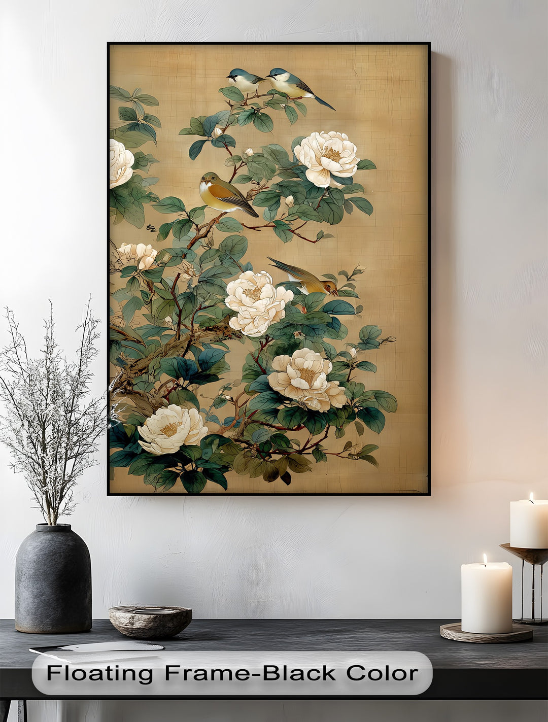 Birds Among White Peonies - Canvas Wall Art | Canvas Wall Decor