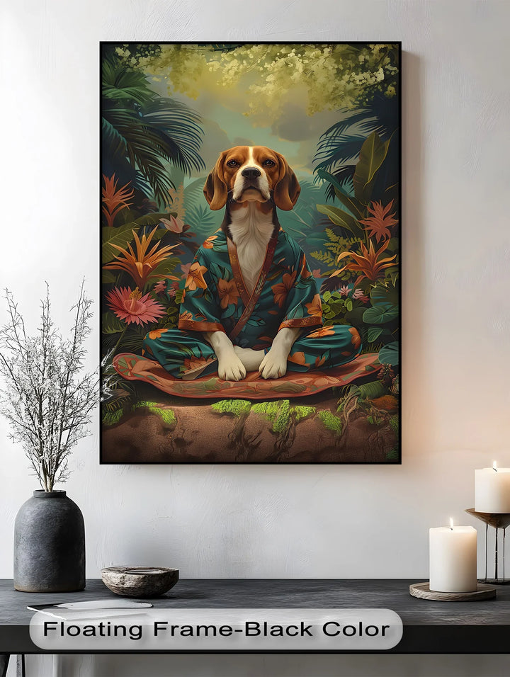 Jungle Zen Beagle – Tropical Meditation Dog Portrait Puppies Canvas Print - MyPhotoStation
