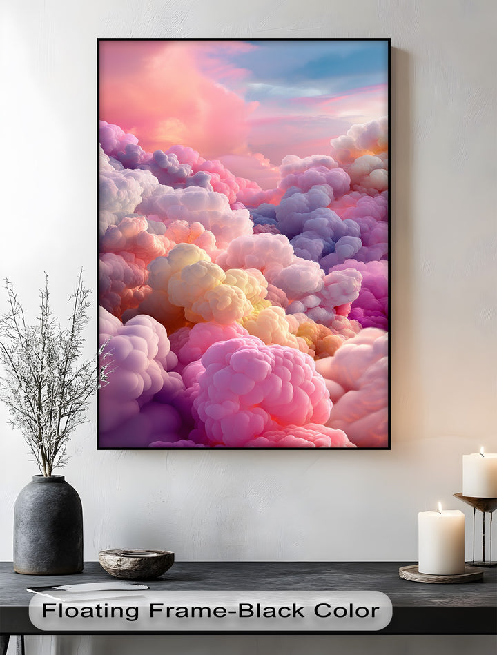 Cotton Sky Mirage – Dreamlike Pastel Cloudscape Canvas Print