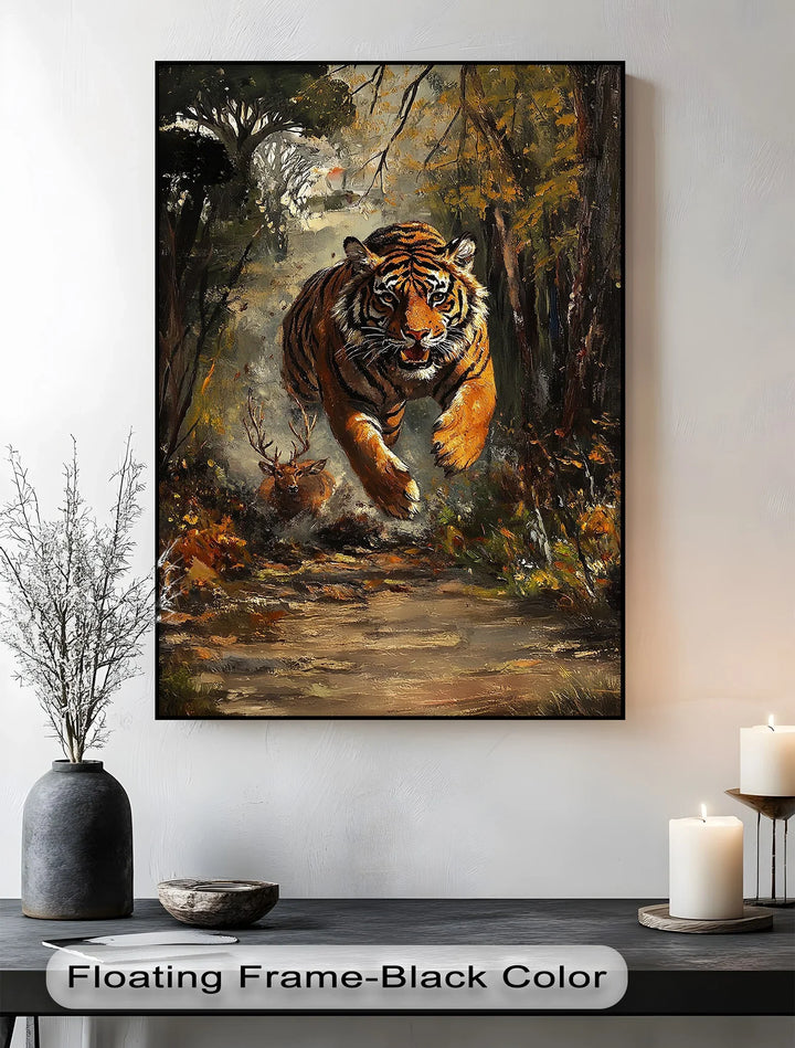 Predator's Pursuit – Wild Tiger Chase Animal Canvas Print - MyPhotoStation