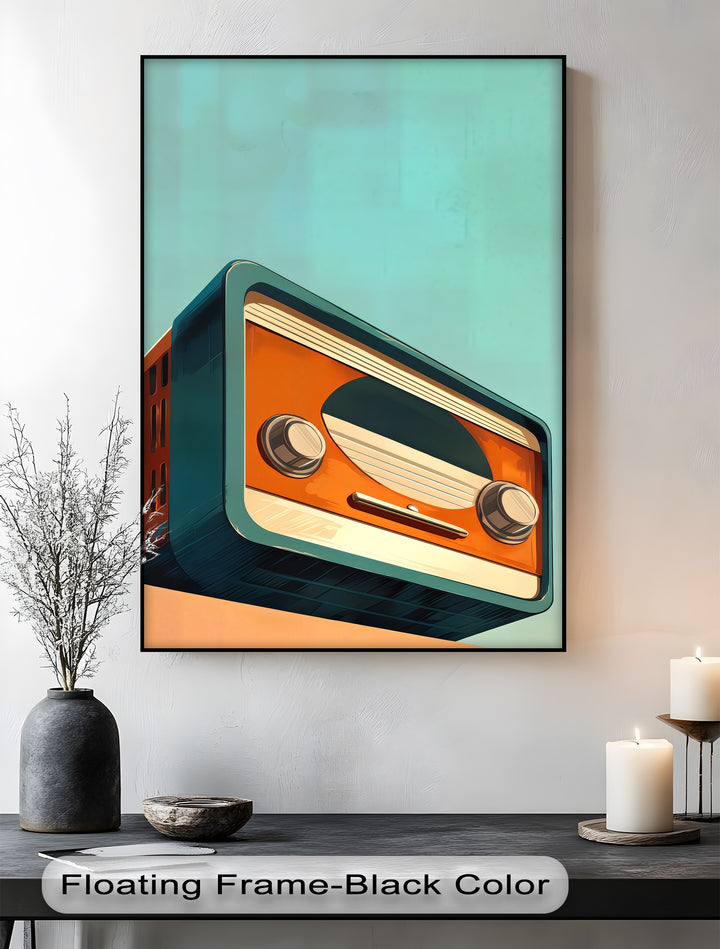 Tangerine Waves – Minimal Retro Radio Canvas Print