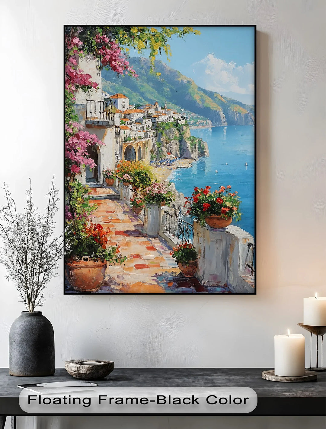Amalfi Terrace Bloom – Coastal Italian Balcony Canvas Print - MyPhotoStation