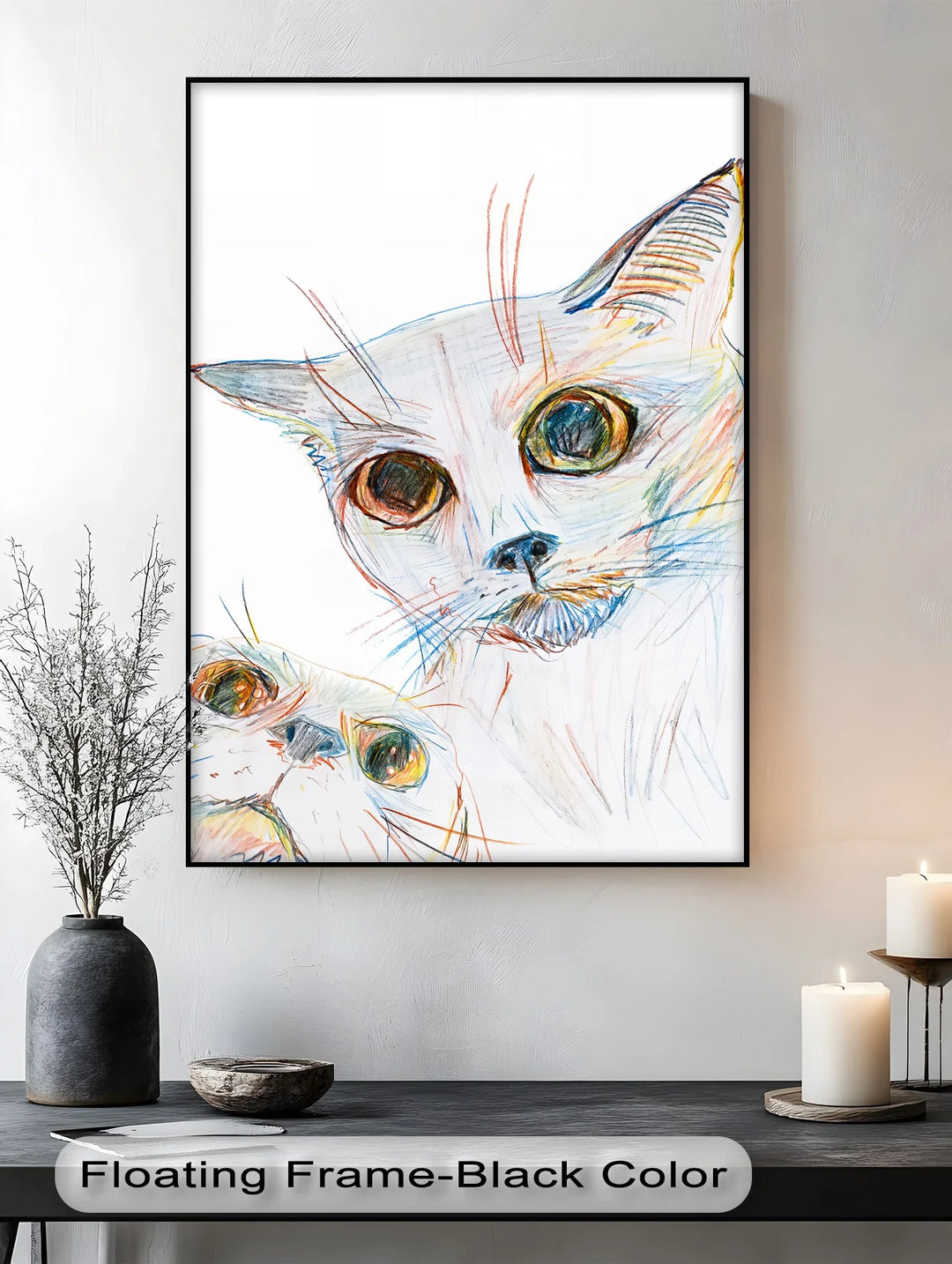 Color Stare – Abstract Cat Faces in Pastel Lines Cat Canvas Print - MyPhotoStation