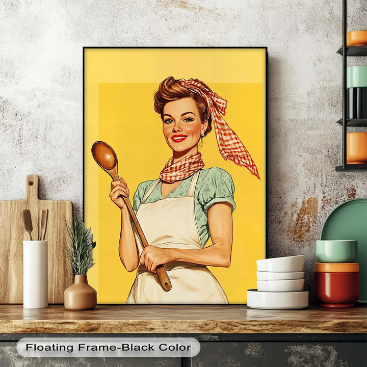 Retro Kitchen Muse – Vintage Cooking Lady Canvas Print - MyPhotoStation