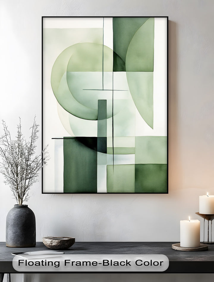 Soft Geometry in Sage – Minimalist Abstract Canvas Print