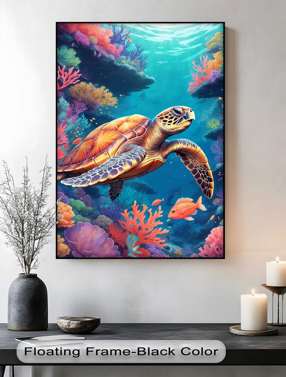 Graceful Sea Turtle – Vibrant Ocean Life Animal Canvas Print - MyPhotoStation