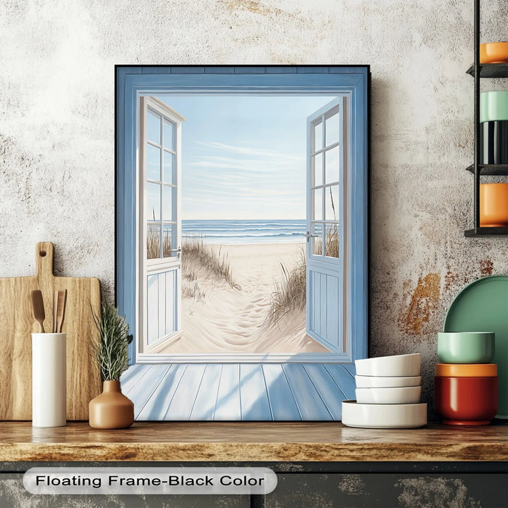 Open to the Sea – Tranquil Beach View Kitchen Canvas Print - MyPhotoStation
