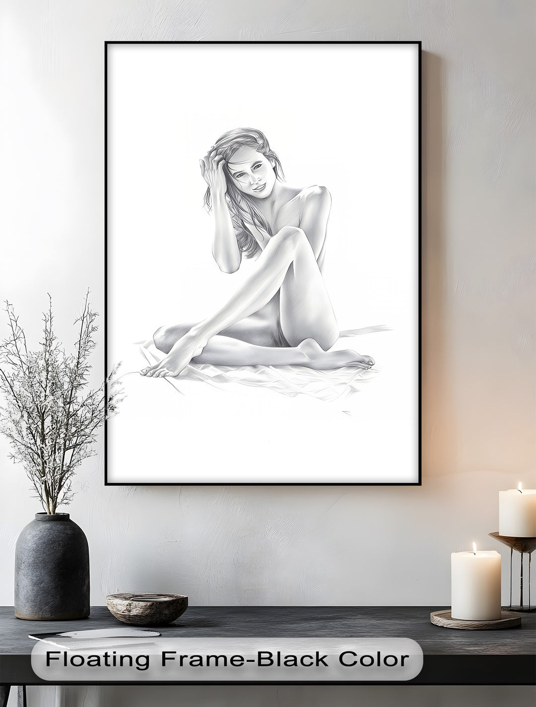 Black & White Naked Woman – Erotic Canvas Print