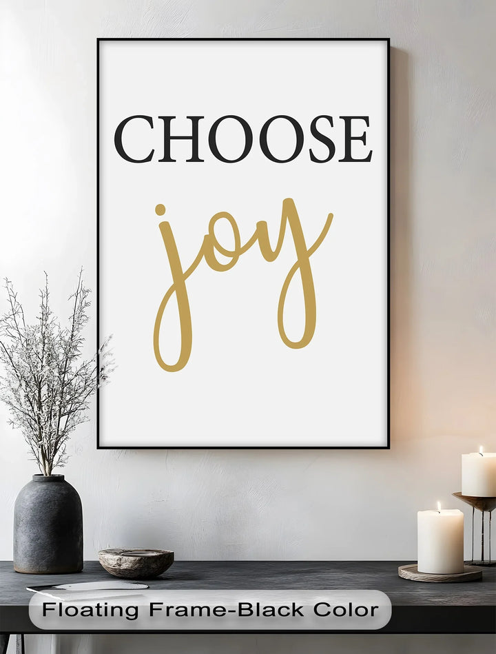 Choose Joy – Minimalist Gold and Black Christian Canvas Print - MyPhotoStation