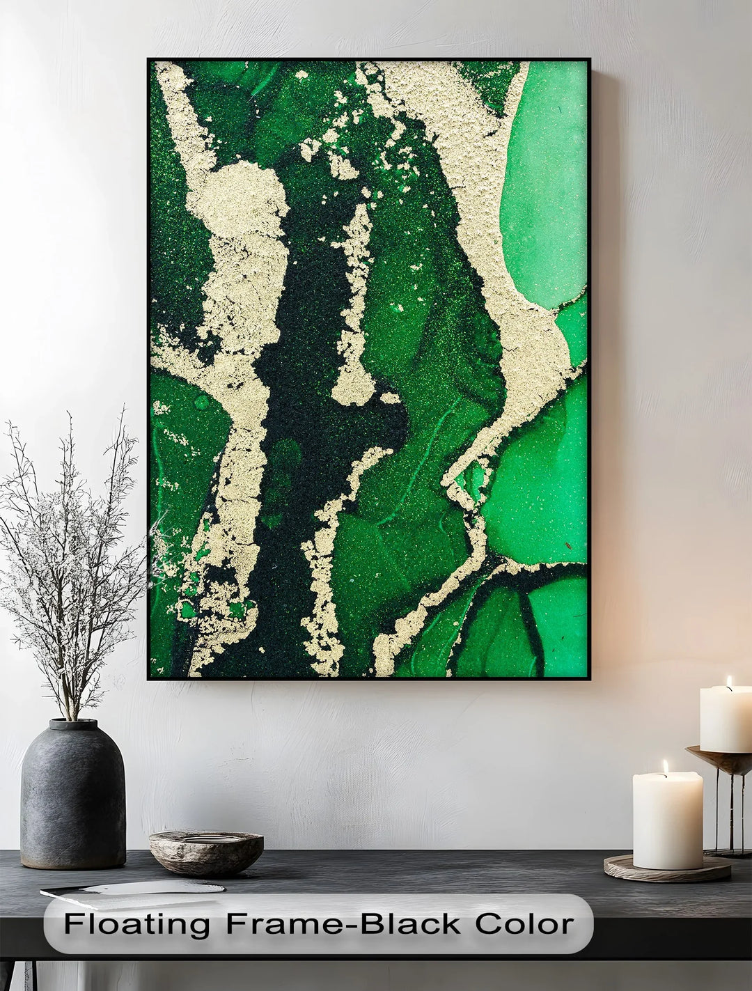Verdant Gold Flow – Luxury Green Abstract Canvas Print - MyPhotoStation