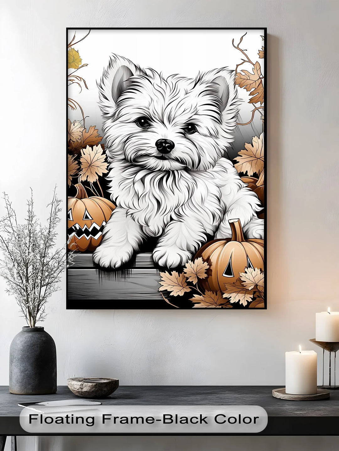 Pumpkin Pup Charm – Halloween Dog Illustration Puppies Canvas Print - MyPhotoStation