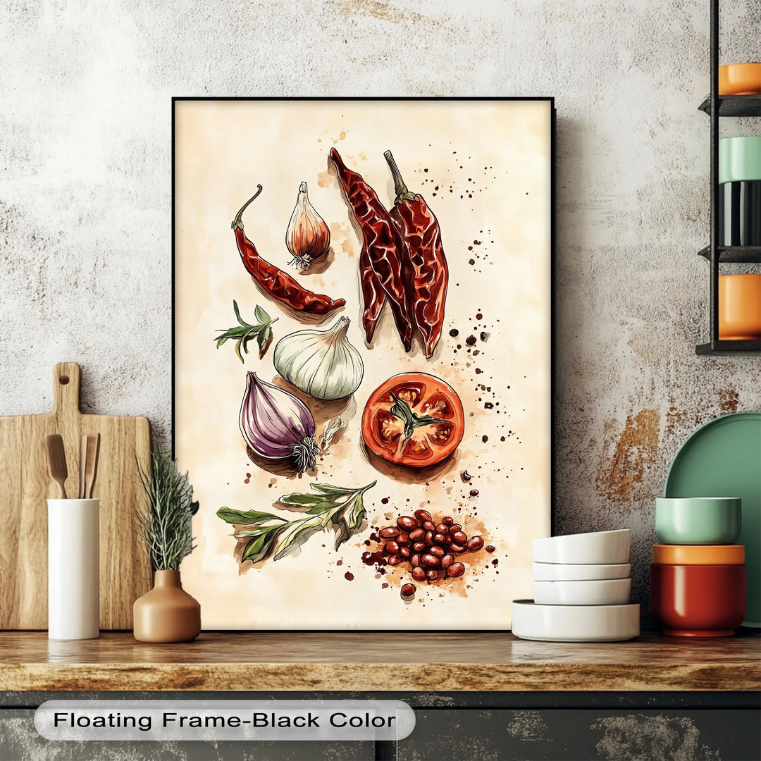 Spice & Flavor Symphony – Culinary Ingredient Canvas Wall Art - MyPhotoStation