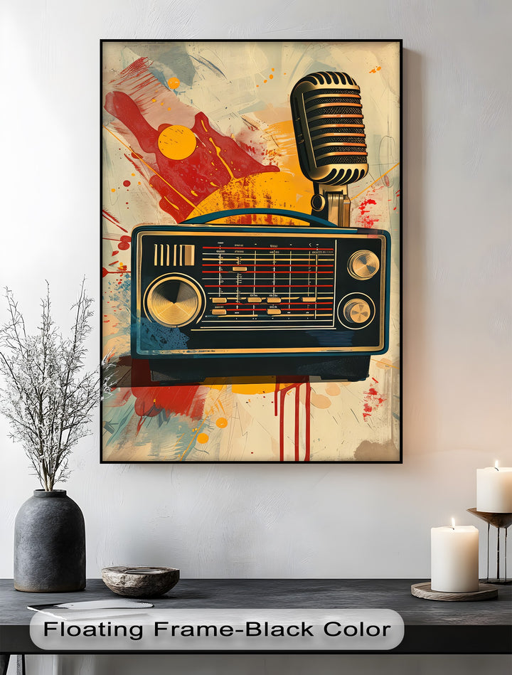 Broadcast Vibes – Vintage Radio and Microphone Canvas Print