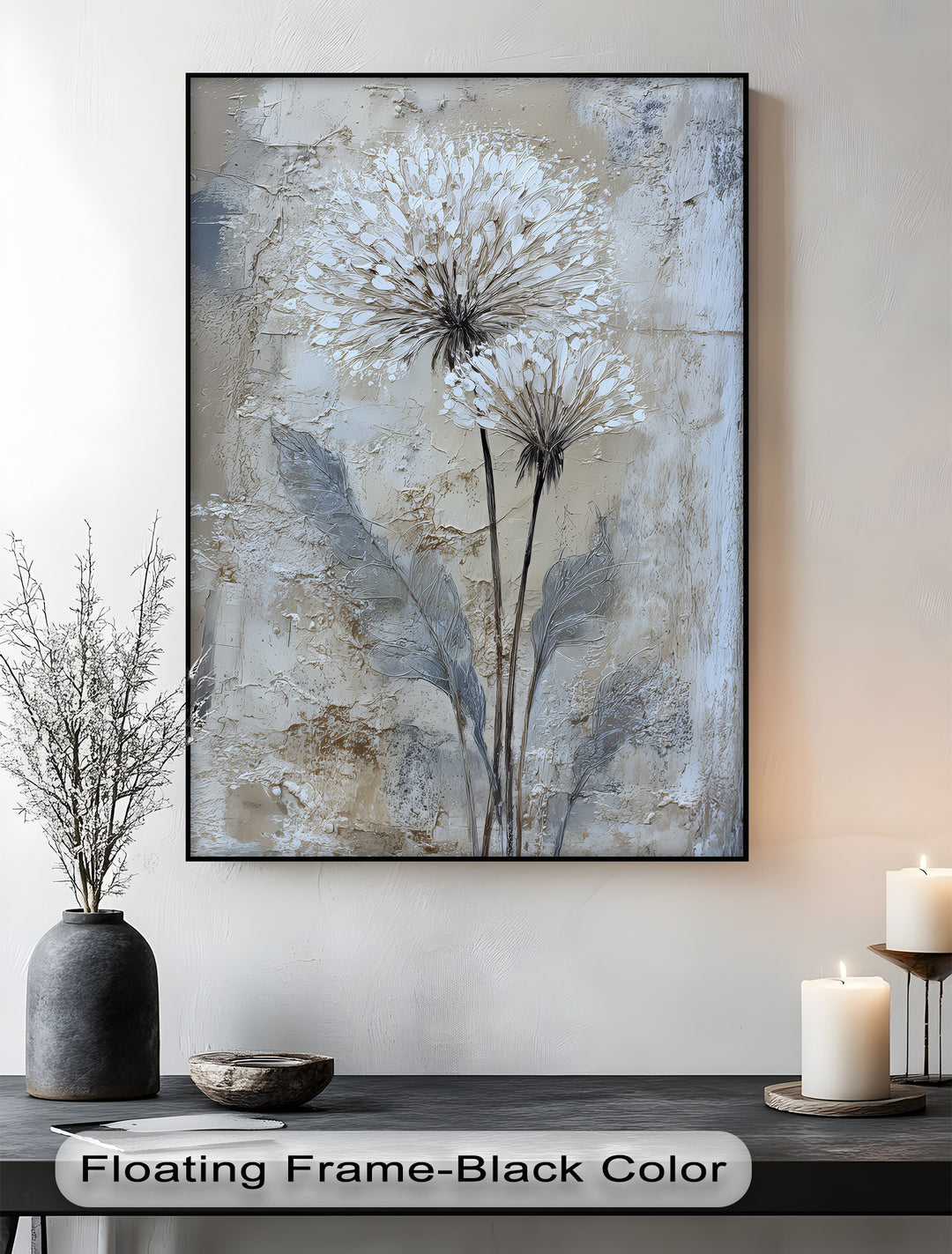 Ethereal Twins – Textured Dandelion Floral Canvas Print